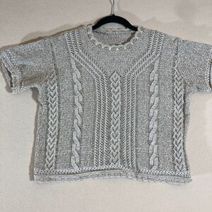 Cottagcore‎ Summer Sweater M/L Beige Lightweight Cableknit Country Grandmacore